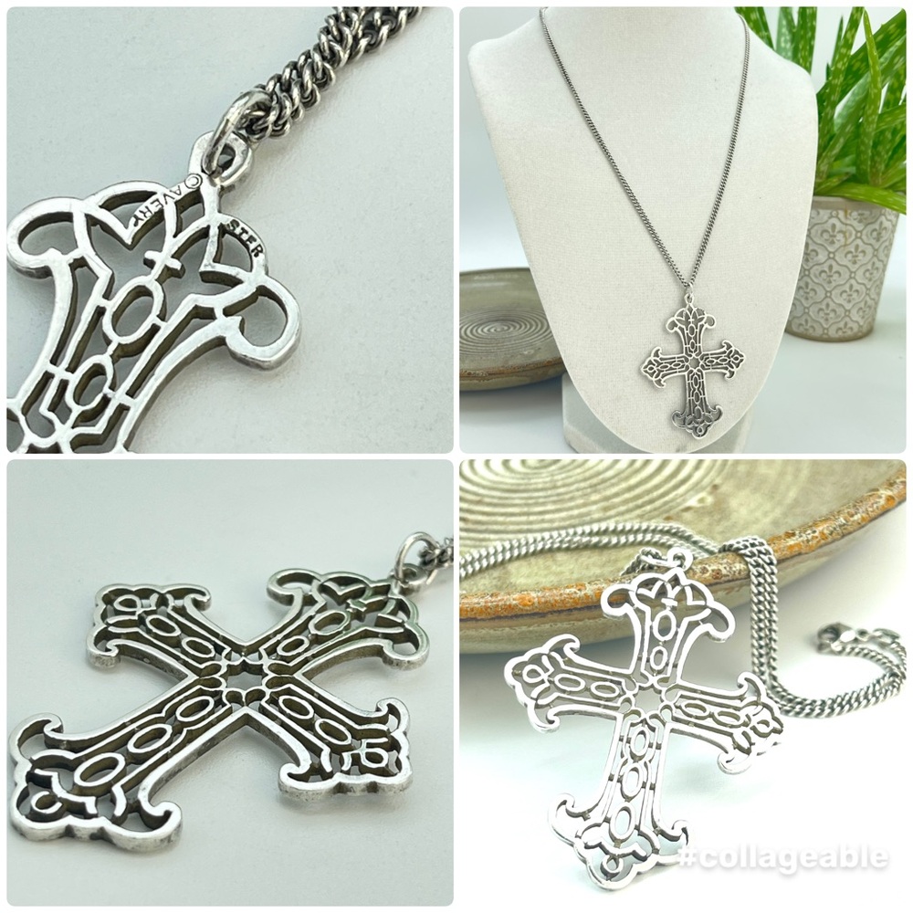 Retired James Avery Silver Cross ‘Hayden’ Pendant Necklace on JA Sterling Chain